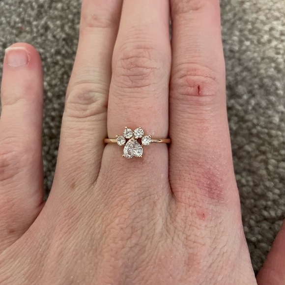 Jewelry - Princess Rose Gold Ring,Cute Dog Footprint White Sapphire Ring Size 7